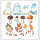 Garden Gnome Herbstwald Blätter Pilzakzente Aufkleber (Blatt)