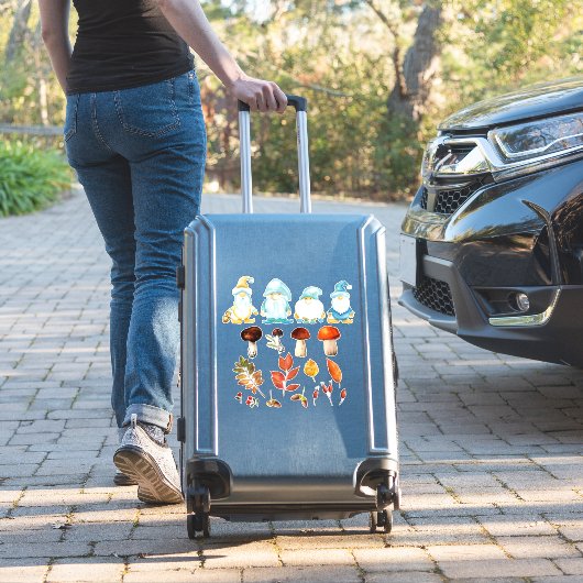 Garden Gnome Herbstwald Blätter Pilzakzente Aufkleber (Koffer Insitu)