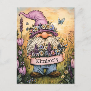 Garden Gnome Illustration mit individualisierbarem Feiertagspostkarte