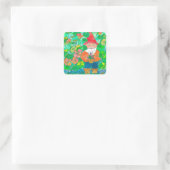 Garden Gnome Nasturtium Blume Quadratischer Aufkleber (Tasche)