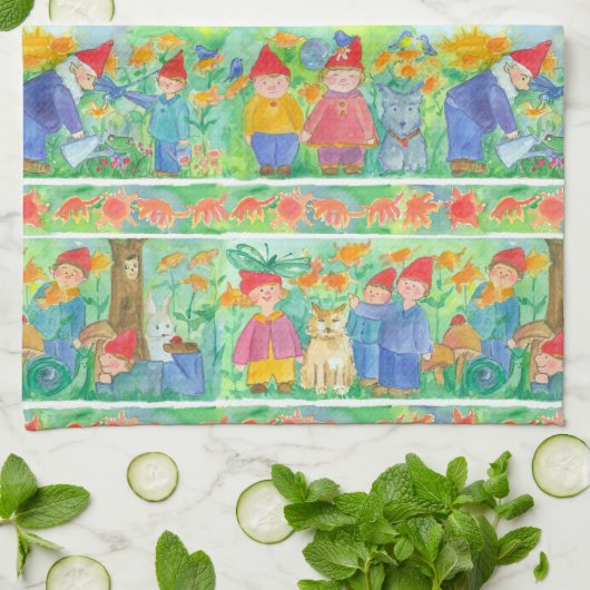 Garden Gnome Pixie Play Turtle Küchentuch (Gefaltet)