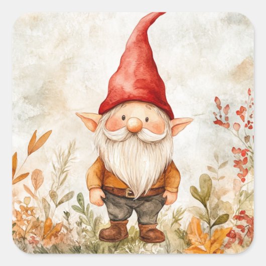 Garden Gnome Quadratischer Aufkleber (Vorderseite)