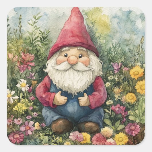Garden Gnome Quadratischer Aufkleber (Vorderseite)
