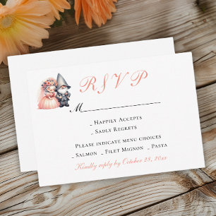 Garden Gnome Wedding RSVP Orange Woodland Summer