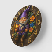 Garden Gnome with Lantern Wall Clock Runde Wanduhr (Winkel)