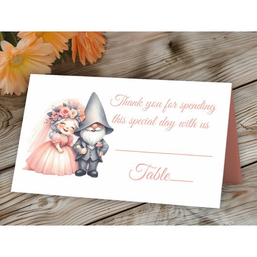 Garden Gnome Woodland Orange Wedding Table Escort Platzkarte