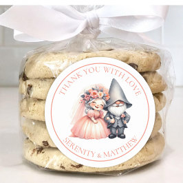 Garden Gnome Woodland Orange Wedding Vielen Dank Runder Aufkleber