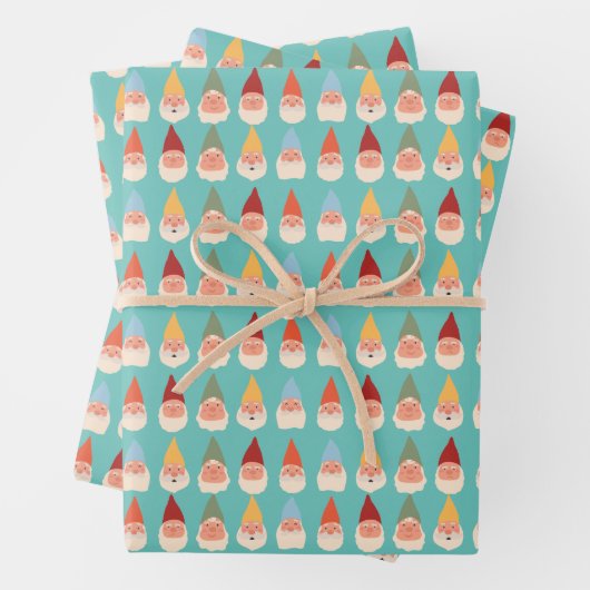Garden Gnomes Blue Background Geschenkpapier Set (Beispiel)