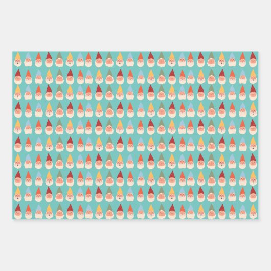 Garden Gnomes Blue Background Geschenkpapier Set (Vorderseite 3)