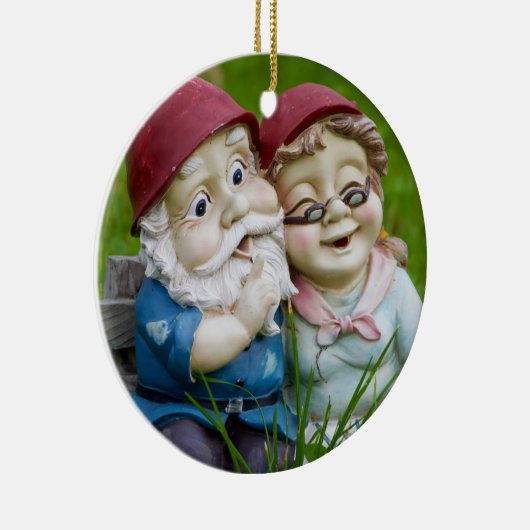 Garden Gnomes Couple Ornament Round (Rechts)