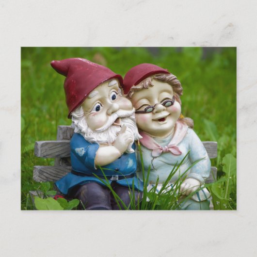 Garden Gnomes Couple Postcard Postkarte (Vorderseite)