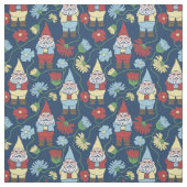Garden Gnomes mit Blume Navy Blue Gemustert Stoff (Muster)