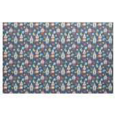 Garden Gnomes mit Blume Navy Blue Gemustert Stoff (Fat Quarter (45,7 x 55,9 cm))