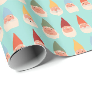 Garden Gnomes Robin's Egg Blue Background Geschenkpapier