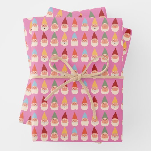 Garden Gnomes Rosa Hintergrund Geschenkpapier Set (Beispiel)