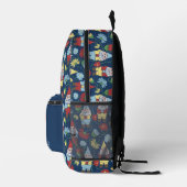 Garden Gnomes und Blume Navy Blue Gemustert Bedruckter Rucksack (Rechts)