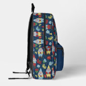 Garden Gnomes und Blume Navy Blue Gemustert Bedruckter Rucksack (Links)
