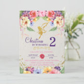 Garden Golden Fairy Geburtstag oder Dusche Einladu Einladung (Stehend Vorderseite)