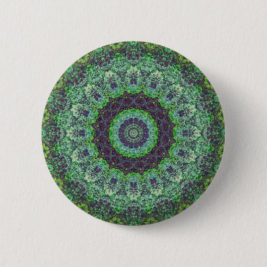 Garden Green Abstrakt Mandala Button (Vorderseite)