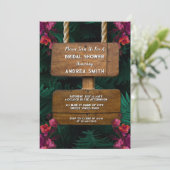 Garden Green Fern Blätter & florales Brautparty Einladung (Stehend Vorderseite)