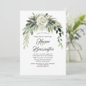 Garden Green Garland Elegante Babydusche Einladung (Stehend Vorderseite)