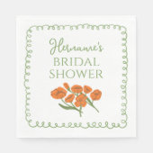 Garden Green Orange Whimsical Bridal Shower Serviette (Vorderseite)