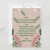 Garden Green & Soft Pink Heart Foto Muttertag Karte (Rückseite)