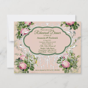 Garden Green - Soft Pink Roses Probe Dinner Einladung