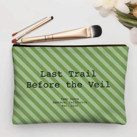 Garden Green Striped Bridesmaid Bachelorette Zubehörtasche