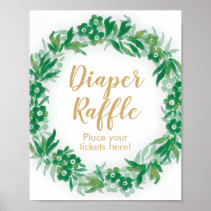 Garden Greenery Baby Dusche Windel Raffle Schild