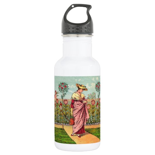 Garden Grow Blume Kunst, Dichtung und Musik Edelstahlflasche (Vorderseite)