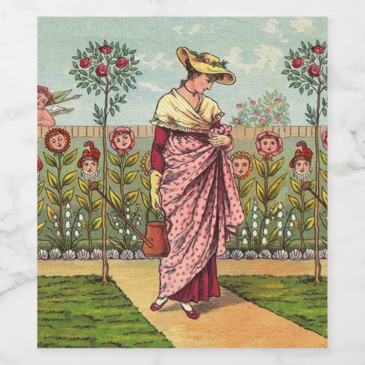 Garden Grow Blume Kunst, Dichtung und Musik Weinetikett (Einzelnes Label)