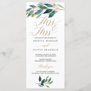 Garden Grüntöne Gay Wedding Program - Mrs & Mrs. Programm