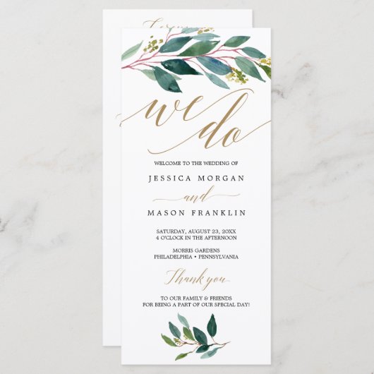 Garden Grüntöne Hochzeitsprogramm - Wir tun Programm (Vorne/Hinten)