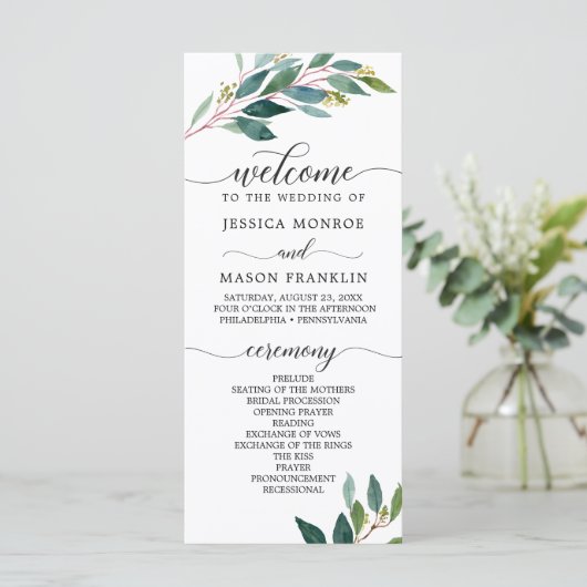 Garden Grüntöne Hochzeitsprogramme Programm (Stehend Vorderseite)