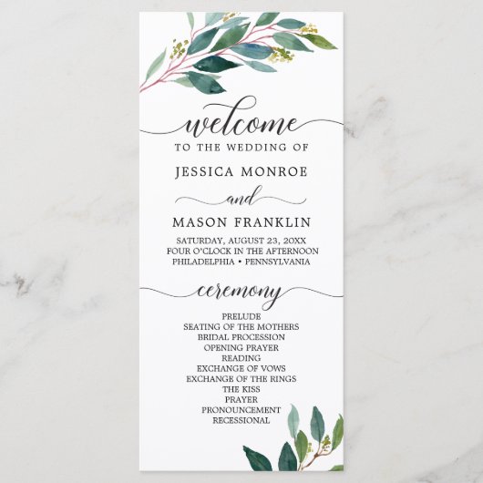 Garden Grüntöne Hochzeitsprogramme Programm (Vorderseite)