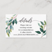 Garden-Grüntöne Hochzeitstichtag Website Beipackka Begleitkarte (Vorderseite)