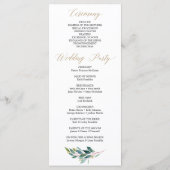 Garden Grüntöne Wedding Program - Liebe Programm (Rückseite)