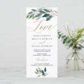 Garden Grüntöne Wedding Program - Liebe Programm (Stehend Vorderseite)