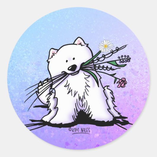 Garden Helper Samoyed Runder Aufkleber (Vorderseite)