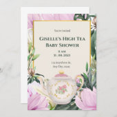 Garden High Tea Baby Dusche Einladung (Vorne/Hinten)
