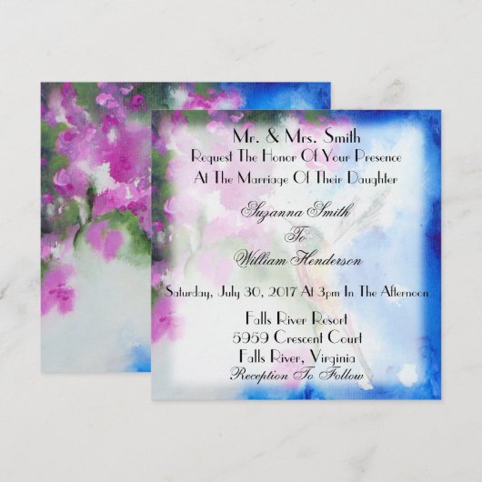 Garden Hummingbird Elegante Hochzeiten Einladungen (Vorne/Hinten)