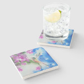 Garden Hummingbird Marble Stone Untersetzer (Seitenansicht)