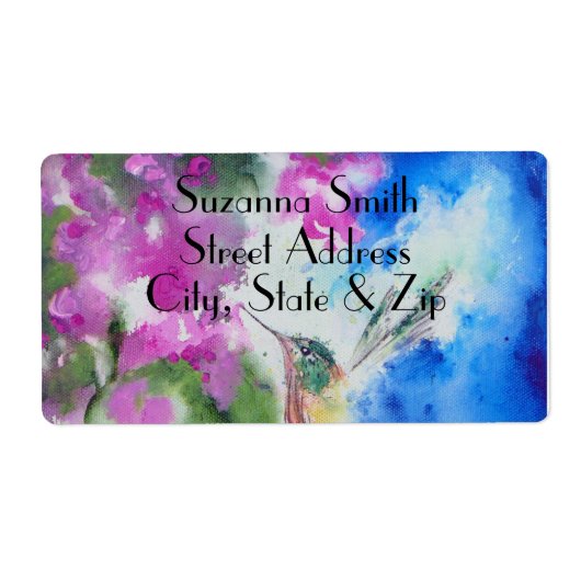 Garden Hummingbird Wedding Rücksendeadressen-Aufkl (Vorne)