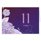 Garden Hydrangeas Plum Wedding Tischnummer Card (Vorderseite (Horizontal))