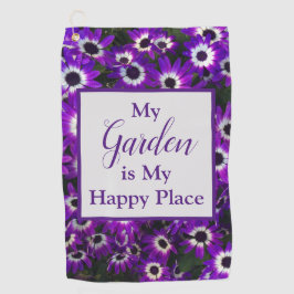 Garden in My Happy Place Bright Lila Blume Golfhandtuch