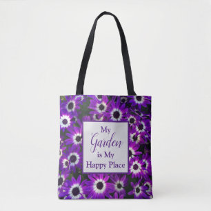 Garden in My Happy Place Bright Lila Blume Tasche