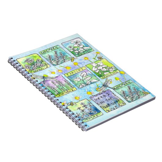 Garden Journal Basil Pflanze Dragonfly Bees Herb Notizblock (Rechte Seite)