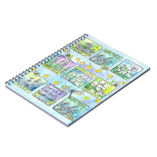 Garden Journal Basil Pflanze Dragonfly Bees Herb Notizblock (Linke Seite)