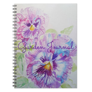 Garden Journal Pansy Floral Watercolor Notebook Notizblock